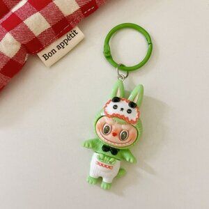 New Popular Hot! mini green Mocha bunny Labubu Baby keychain dangeler figure